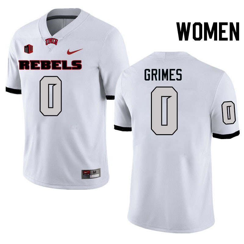 Women #0 Tony Grimes UNLV Rebels College Football Jerseys Stitched-White
